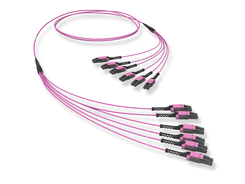 12xLC-UPC/LC-UPC Duplex Uniboot, Push-Pull-Boot, OM4 