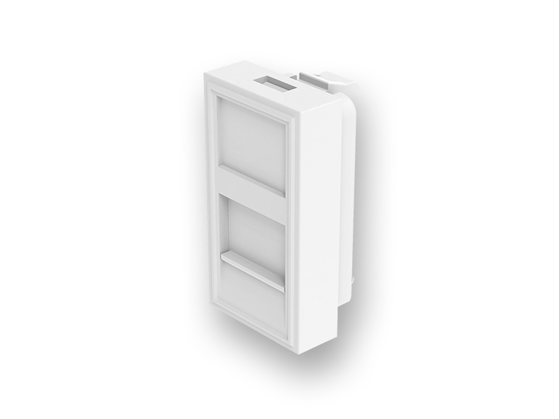 Лицевая плата 22,5x45 мм, 1 порт, со шторкой, белая