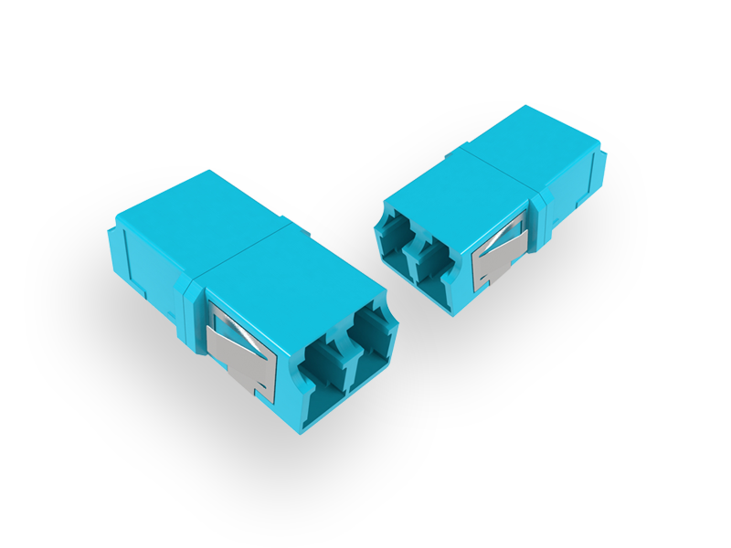 LC Duplex adapter, aqua